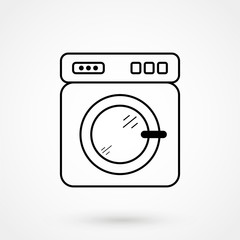 Washer machine line icon, outline vector sign, linear style pictogram isolated on white. Symbol, logo illustration. Editable stroke