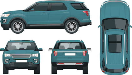 Fototapeta premium Samochód terenowy do pisania Nowoczesny transport VIP. Samochód terenowy szablon wektor izolowany samochód na białym tle Widok z przodu, z tyłu, z boku, z góry Zmień kolor jednym kliknięciem Wszystkie elementy w grupach