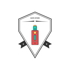 retro color badge theme electric cigarette mod - vaporizer vector