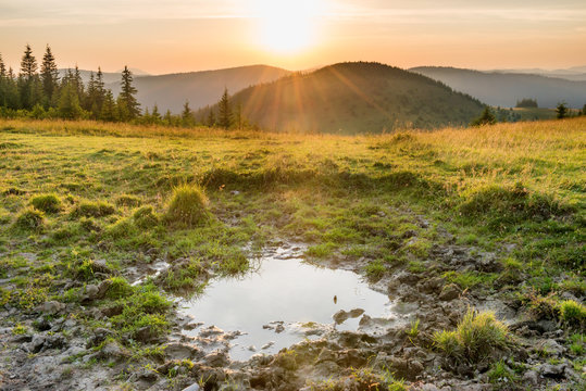 Sunset in the mountains