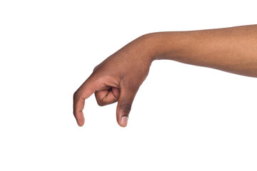 Black male hand measuring something, cutout, gesture