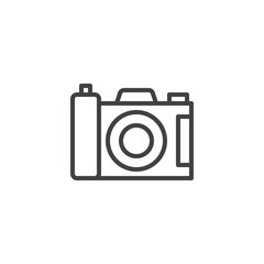 Photo camera line icon, outline vector sign, linear style pictogram isolated on white. Symbol, logo illustration. Editable stroke