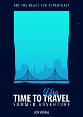 USA, America. Time to Travel. Journey, trip, vacation. Your adventure. Bon Voyage.
