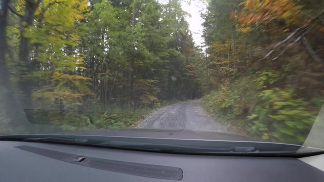  Driving car on country road in autumn