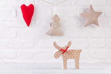 Christmas decoration. Christmas elk on a white background