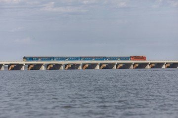 Obraz premium Train over a lake