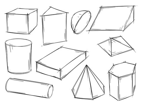 Set of Sketchy 3D Geometrical Shapes