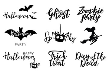 Halloween vector lettering set. 