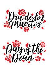 Day of the dead vector illustration. Hand sketched lettering 'Day of the Dead' for postcards