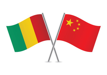 Guinea and China flags.Vector illustration.
