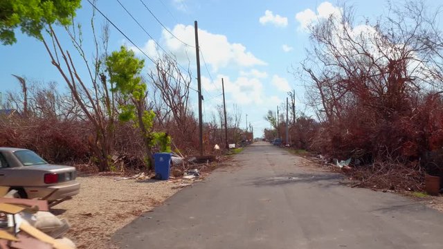 Homes destroyed by Hurricane Irma Florida Keys USA 4k