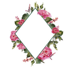 Romantic watercolor alstroemeria flowers wreath