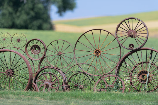 Wagon wheel fence in the Palouse region of eastern Washington