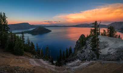 Crater Lake, Oregon at twilight