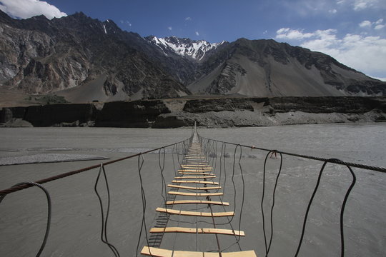 Suspension bridge in Northern Pakistan