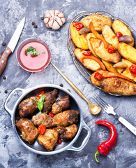 beef roulades in a metal bowl