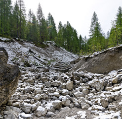 Obraz premium dry bed of a mountain torrent