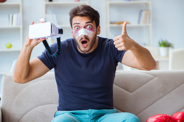 Young man defeated in sports game suffered loss with broken blee