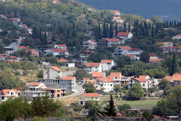 Fototapeta na wymiar Panoramic view of a small European city in Montenegro