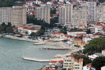 Panoramic view of a small European city in Montenegro