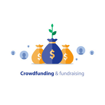 Fundraising Campaign, Crowdfunding Concept, Charity Donation, Vector Illustration