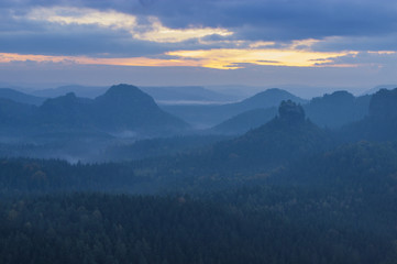 Fototapeta premium Saxon Switzerland National Park at dawn