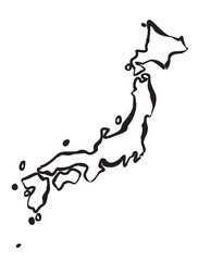 Black Vector drawing map of Japan.