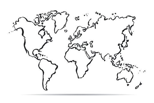 Drawing map of The World. Vector Illustration