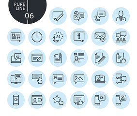 Collection of premium quality social media and networking line icons. Outline concepts for web and app design and development. Modern vector illustration of thin line web symbols.