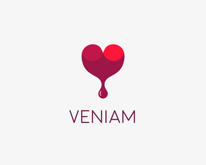 Wine vector logotype. Abstract drop heart logo.