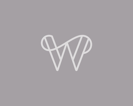 Elegant line curve vector logotype. Premium letter W logo design. Luxury linear creative monogram.