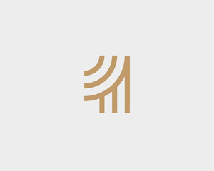 Linear number 1 creative logotype. Numeral logo icon vector design.