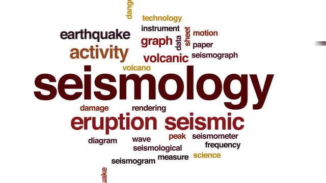 Seismology word cloud, text design animation.