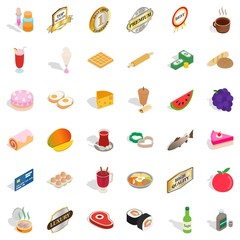 Meat icons set, isometric style