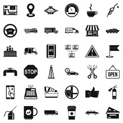 Petrol icons set, simple style