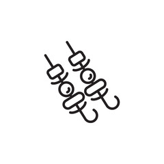 Shish kebab on skewers vector icon.