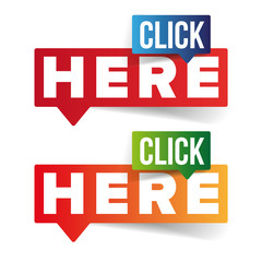 Fototapeta premium Click Here button speech bubble