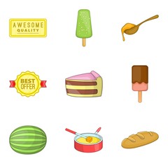Lollipop icons set, cartoon style