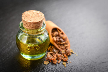 A bottle of myrrh essential oil
