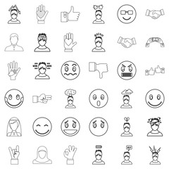 Dizzing icons set, outline style