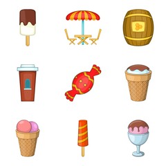Sugar-candy icons set, cartoon style