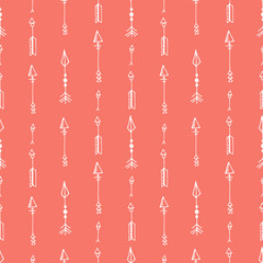 Tribal vintage black arrows on white background. Seamless vector graphic colorful pattern. native american style. 