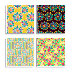 Flower aztec zentangle patterns set