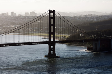Silhouette South Tower Golden Gate Bridge San Francsico California