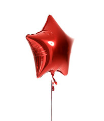 Single big  red star balloon object for birthday isolated