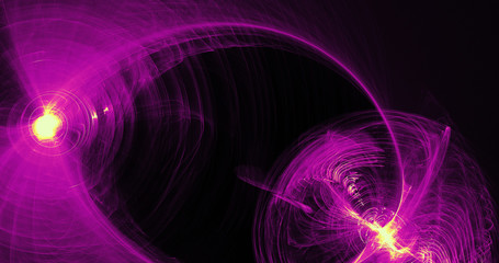 Purple And Yellow Abstract Lines Curves Particles Background