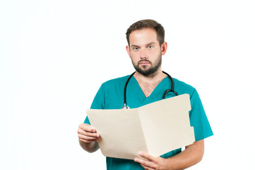 Male doctor with prescription paper