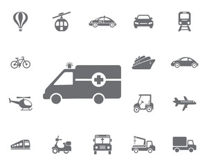 Ambulance Icon. Simple Set of Transport Vector Line Icons.
