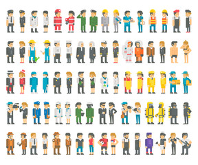 Flat design many professions set illustration vector - obrazy, fototapety, plakaty