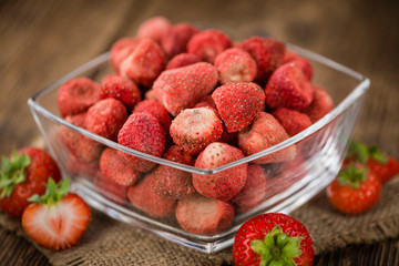 Portion of Strawberries (dried), selective focus